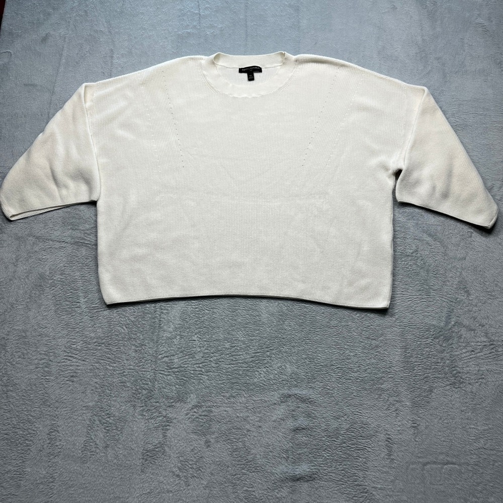 Banana Republic Sweater Womens White Cotton Dolman Sleeve Cropped Boxy XL